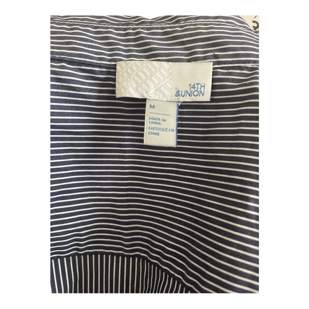 14th & Union Chic Pinstripe Floral Embroidered Button-Up Shirt - Picture 4 of 6